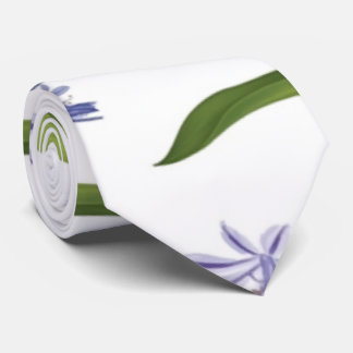 agapanthus African lily flowers seamless pattern Neck Tie