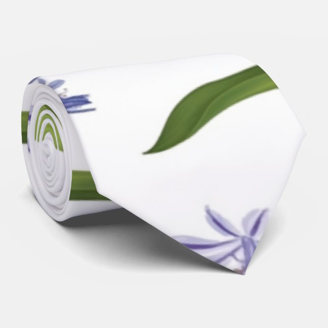 agapanthus African lily flowers seamless pattern Neck Tie (Rolled)