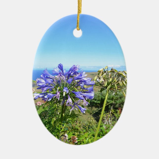 Agapanthus in the Azores Ceramic Ornament (Front)