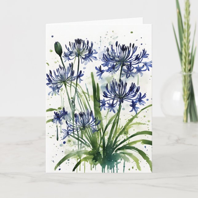 Agapanthus - Watercolor flowers iPad mini cover Card (Front)