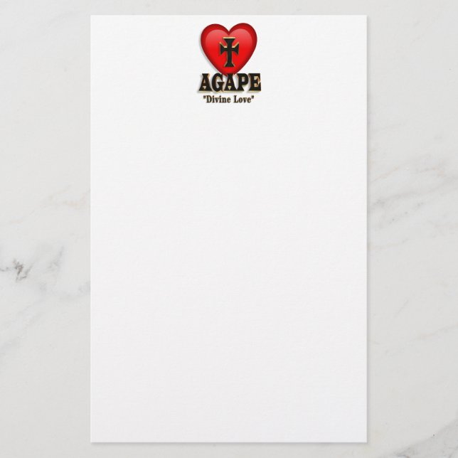 Agape heart symbol for God's divine love Stationery (Front)