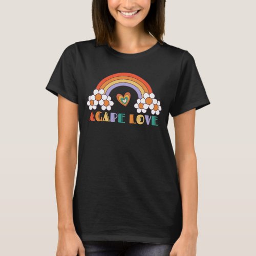 Agape Love Rainbow Heart Inspirational Women T_Shirt