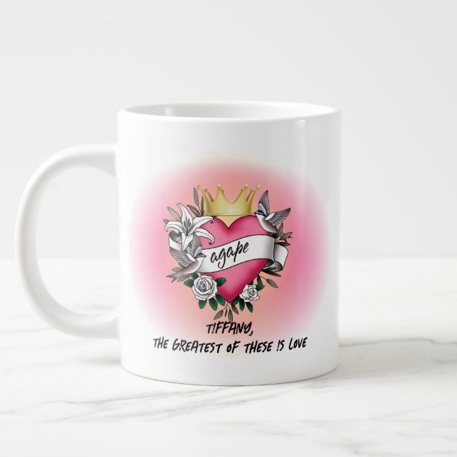 Agape Love Tattoo Giant Coffee Mug (Left)