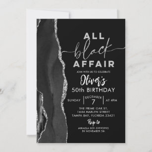 Editable All Black Party Invitation All Black Affair Black 