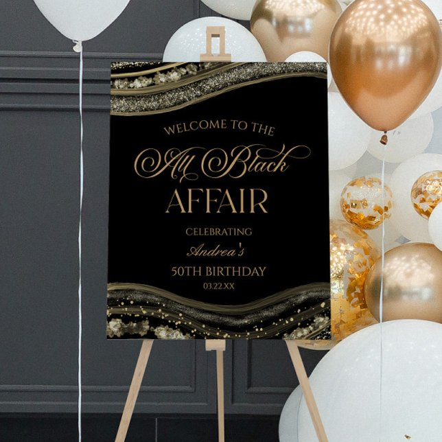 Agate All Black Affair Birthday Party Welcome Sign (Creator Uploaded)