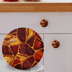 Agate and Carnelian stones mosaic Ceramic Knob