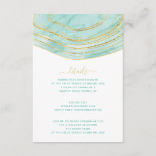 Agate Aqua Blue Watercolor Details Enclosure Card