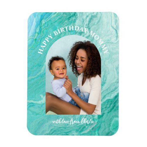 Agate Arched Photo Happy Birthday Mom Magnet