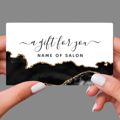 Agate Black And Gold Marble Salon Gift Card