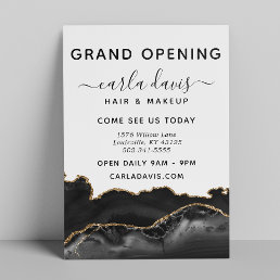 Agate Black And Gold Marble Salon Grand Opening Flyer