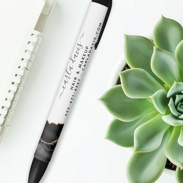 Agate Black And Gold Marble Script Salon Pen (Creator Uploaded)