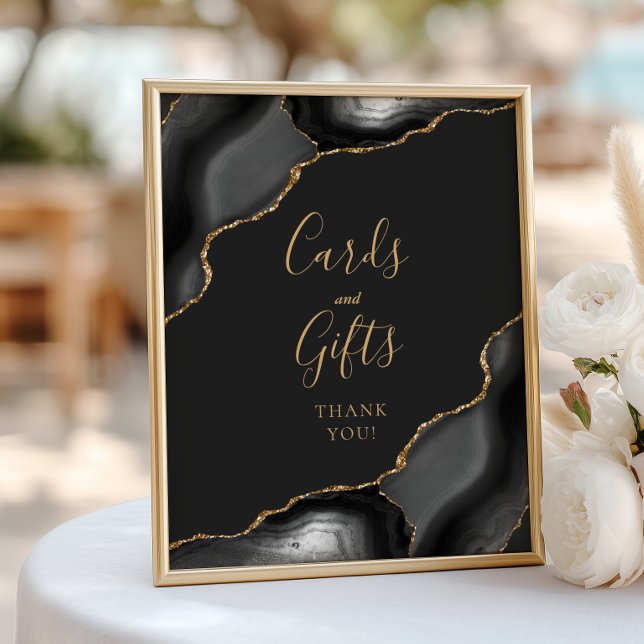Agate Black Gold Dark Wedding Cards and Gifts Poster (Creator Uploaded)