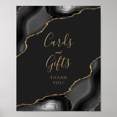 Agate Black Gold Dark Wedding Cards and Gifts Poster