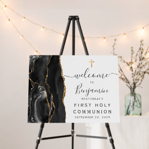 Agate Black Gold First Communion Welcome Sign
