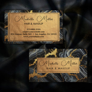 Agate Black Gold Marble Makeup Artist Beauty Salon Business Card