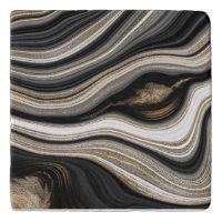 Agate Black gold white Trivet