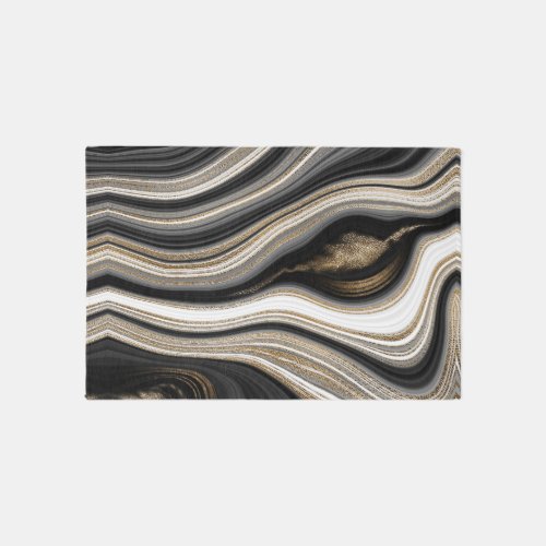 Agate black white and gold  rug