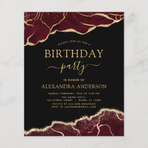 Agate Burgundy Birthday Party Any Age Invitation Flyer