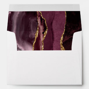 Agate Burgundy Gold Script Wedding Envelope