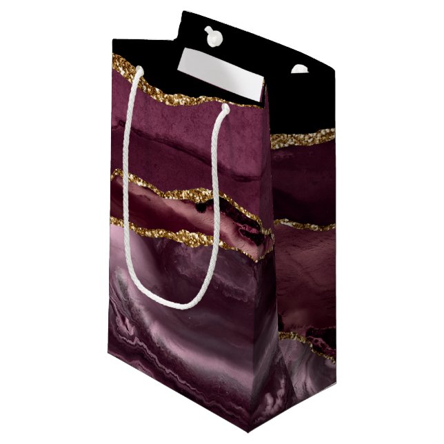 Agate Burgundy Wedding pattern Small Gift Bag (Front Angled)