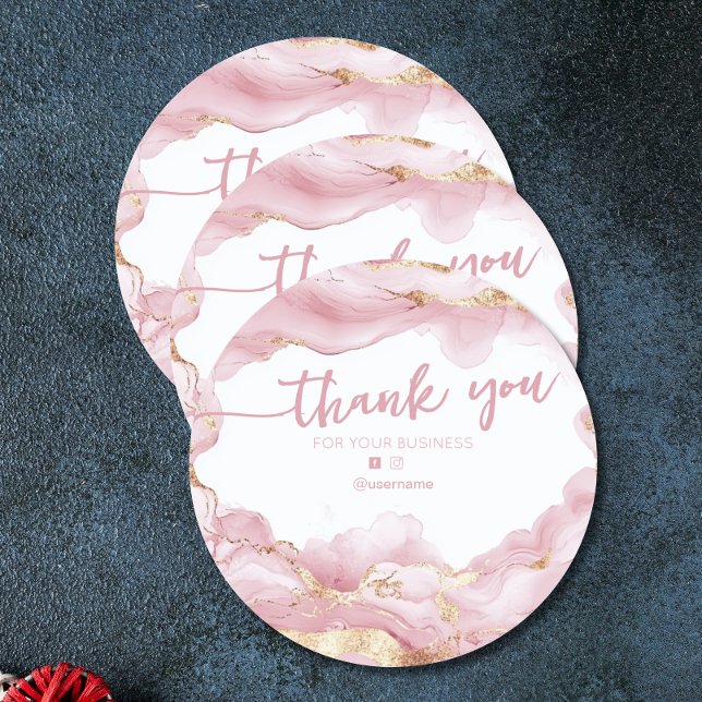 Agate Business Branding Thank you Card Classic Round Sticker (Creator Uploaded)