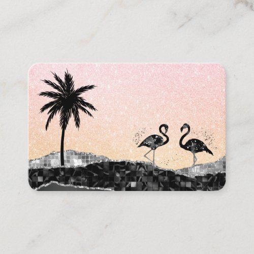  Agate Crystal Palm Tree Tropical Flamingo Business Card