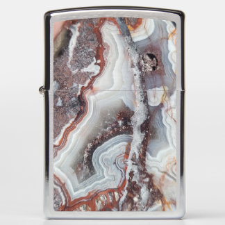 Agate Crystal Zippo Brushed Chrome Pocket Lighter