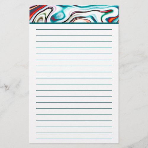 Agate _ Digital Abstract Painting Lined Stationery