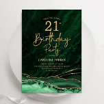 Agate Emerald Green Gold 21st Birthday Invitation<br><div class="desc">Emerald green and gold agate 21st birthday party invitation. Elegant modern design featuring watercolor agate marble geode background,  faux glitter gold and typography script font. Trendy invite card perfect for a stylish women's bday celebration. Printed Zazzle invitations or instant download digital printable template.</div>