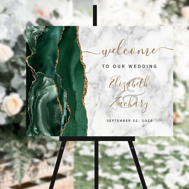 Agate Emerald Green Gold Marble Wedding Welcome Foam Board (Creator Uploaded)