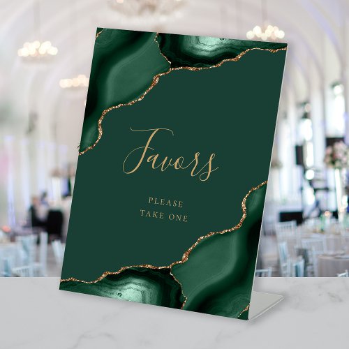 Agate Emerald Green Gold Wedding Favors Pedestal Sign