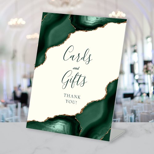 Agate Emerald Green Ivory Wedding Cards and Gifts Pedestal Sign