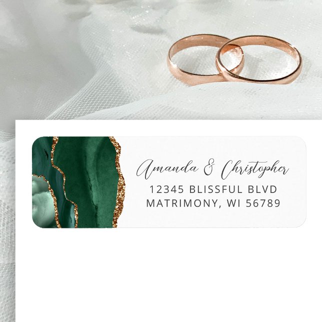 Agate Emerald Green Wedding Return Address Label (Creator Uploaded)