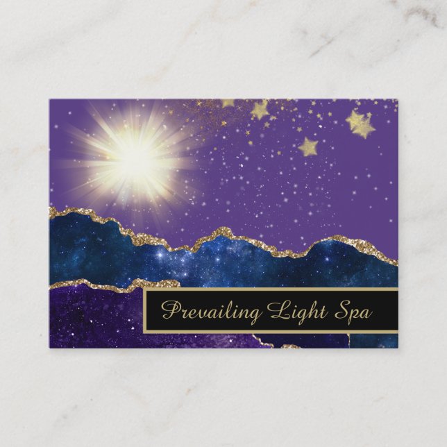 *~* Agate Energy Ball of Light Purple Gold Business Card (Front)