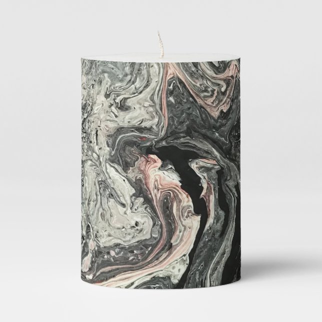 Agate Fluid Marble Pillar Candle (Front)