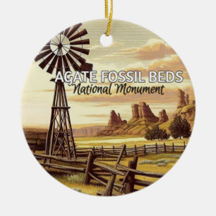Agate Fossil Beds National Monument Christmas Ceramic Ornament