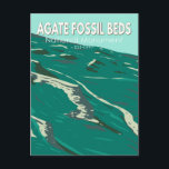 Agate Fossil Beds National Monument Vintage Postcard<br><div class="desc">Agate Fossil Beds vector artwork design. The main features of the monument are a valley of the Niobrara River and the fossils found on Carnegie Hill and University Hill.</div>
