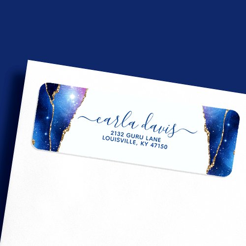 Agate Galaxy Celestial Stars Business Address Label