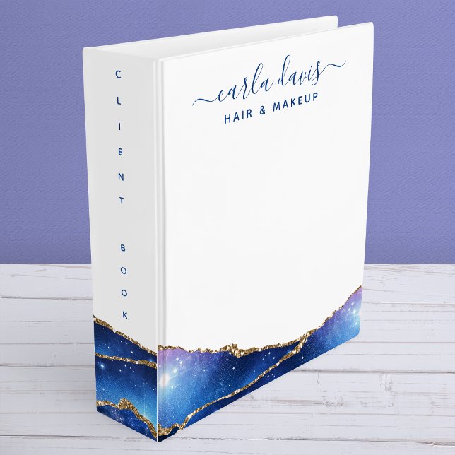 Agate Galaxy Celestial Stars Business Client Book 3 Ring Binder (Creator Uploaded)