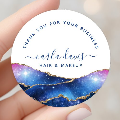 Agate Galaxy Celestial Stars Business Thank You Classic Round Sticker