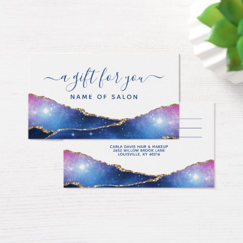 Custom Gift Certificates 12 Agate Galaxy Celestial Stars Salon Gift Card