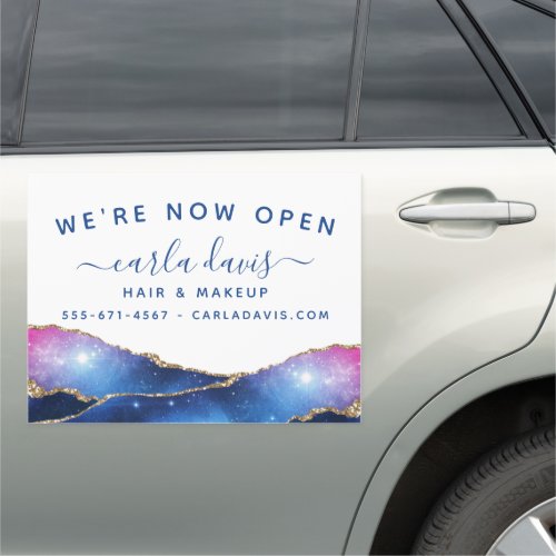Agate Galaxy Celestial Stars Salon Grand Opening Car Magnet