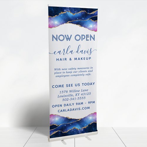 Agate Galaxy Celestial Stars Salon Retractable Banner