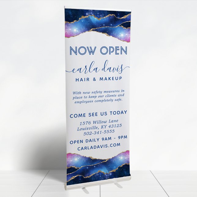 Agate Galaxy Celestial Stars Salon Retractable Banner (Creator Uploaded)