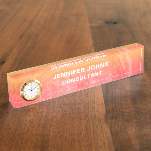 Agate Gemstone Abstract Pink Crystal Patterns Desk Name Plate