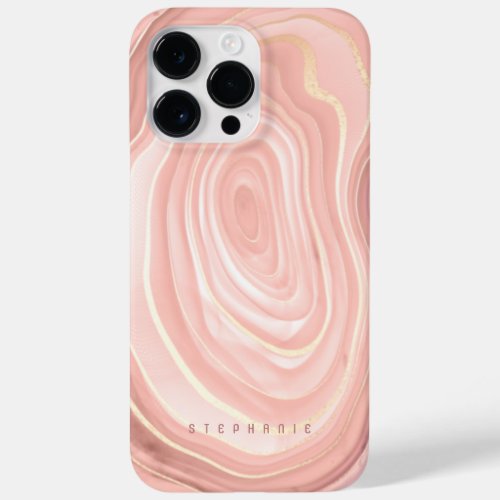 Agate Geode Blush Pink Gold Faux Foil Case_Mate iPhone 14 Pro Max Case