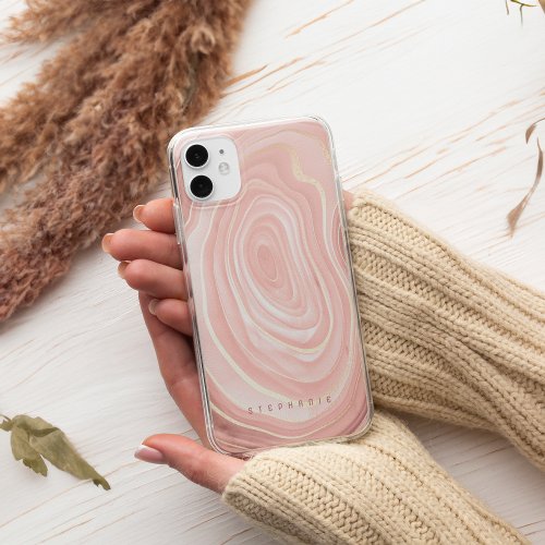 Agate Geode Blush Pink Gold Faux Foil iPhone 11 Case