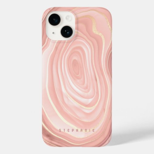 Agate Geode Blush Pink Gold Faux Foil Case_Mate iPhone 14 Case