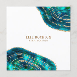 Agate Geode Cosmic Crystals Blue Green Glitter Invitation