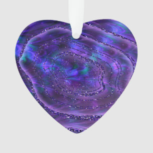 Agate Geode Cosmic Crystals Purple Glitter Ornament